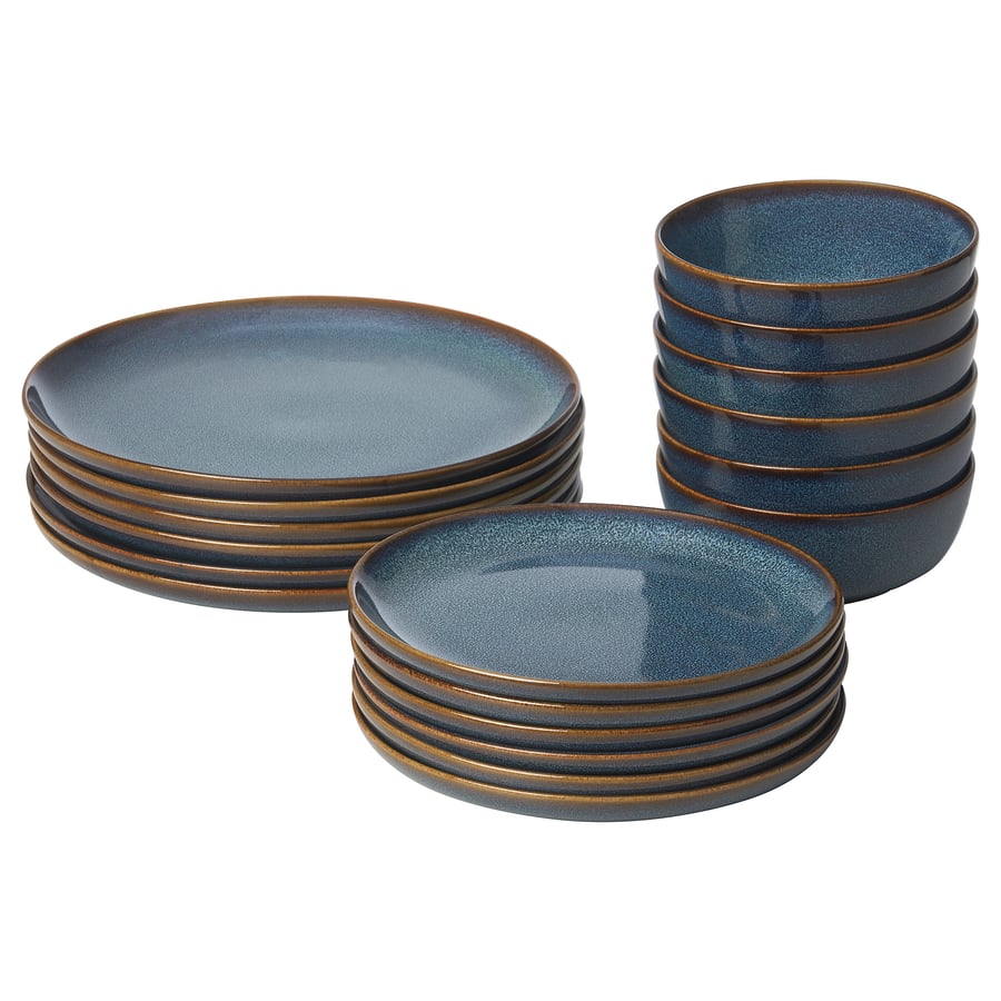 GLADELIG18-piece dinnerware set, blue