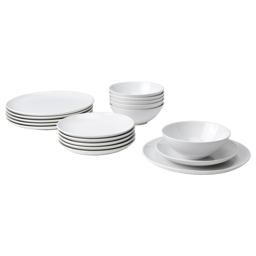 GODMIDDAG
18-piece dinnerware set, white