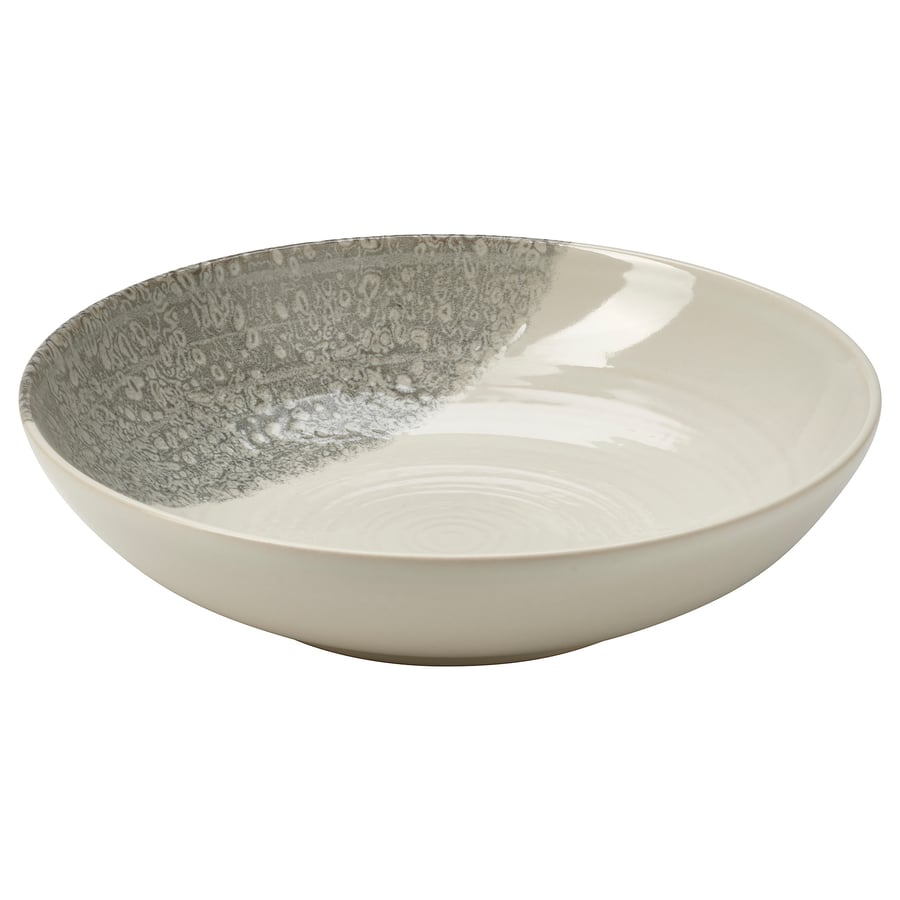 KRUSTISTEL
Deep plate/bowl, patterned/gray, 7 ½ “