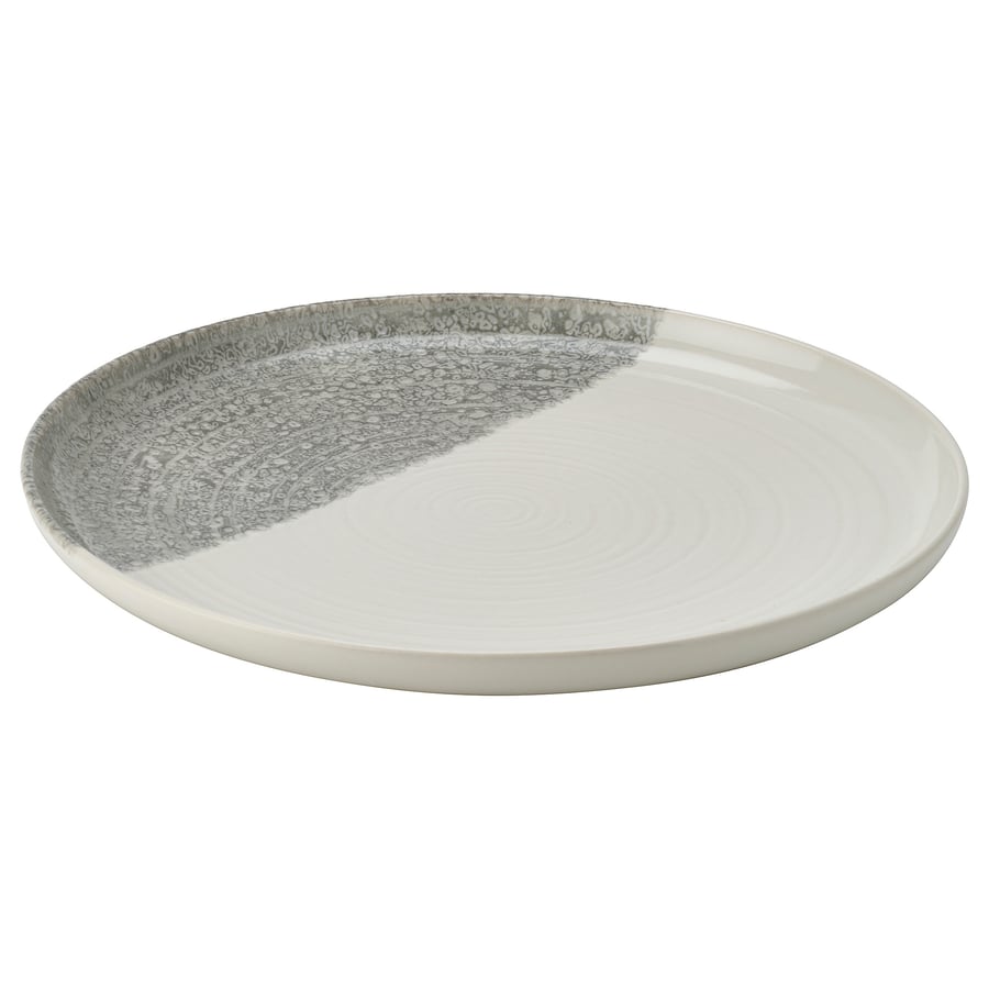 KRUSTISTEL
Plate, patterned/gray, 10 “