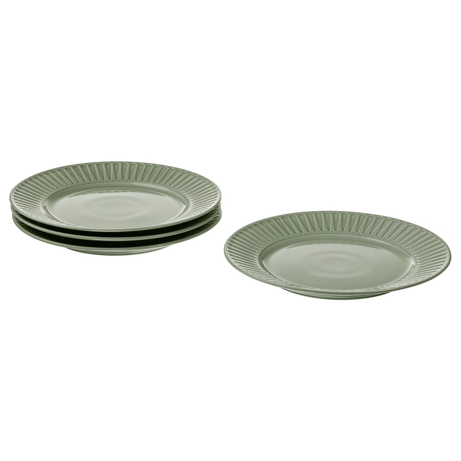 STRIMMIG
Plate, stoneware pale gray-green, 10 ½ “