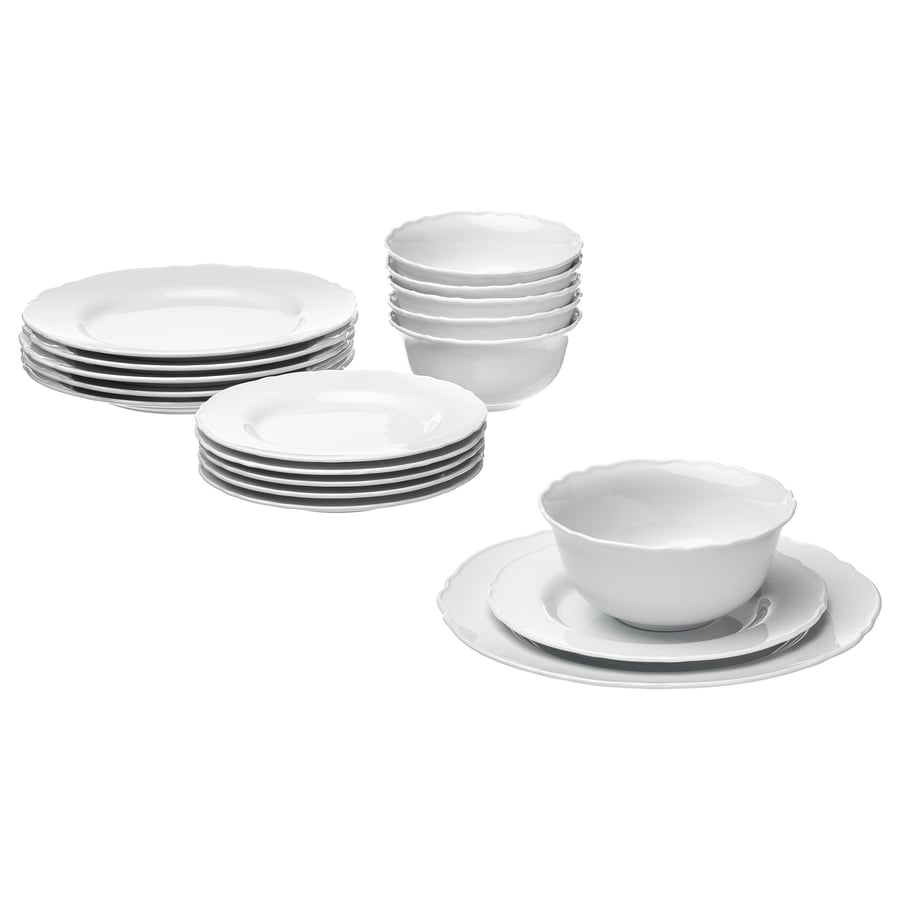 UPPLAGA
18-piece dinnerware set, white